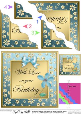 Floral Elegance Birthday Wavy Corner Side Stacker Topper