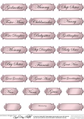 A 2nd Set of Female Metallic Relations Greetings Text Plates