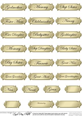 A 2nd Set of Female Metallic Relations Greetings Text Plates