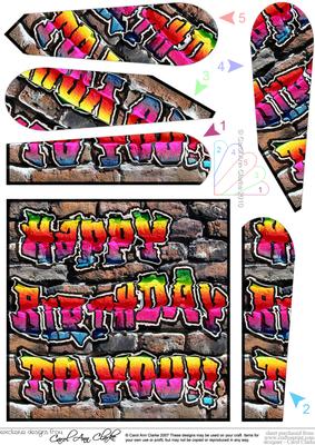 Graffiti Happy Birthday Fan Pyramage Topper