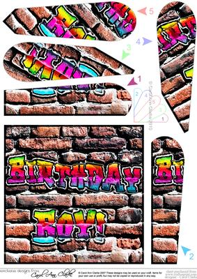 Graffiti Birthday Boy Fan Pyramage Topper