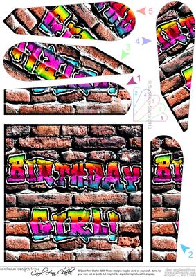 Graffiti Birthday Girl Fan Pyramage Topper