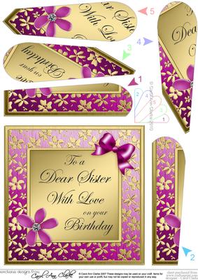 Floral Elegance Sister Birthday Fan Pyramage Topper