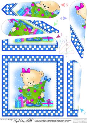 Rosie's Xmas Tree Quick Card with Fan Pyramage Topper