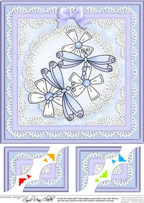 8 x 8 Dreamy Dragonflies Scalloped Corner Topper