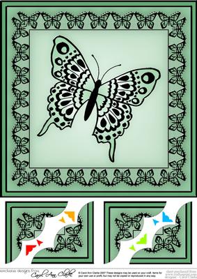 8 x 8 Big Butterfly Scalloped Corner Topper