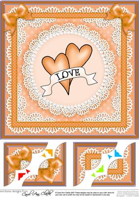 8 x 8 Love Hearts Scalloped Corner Topper