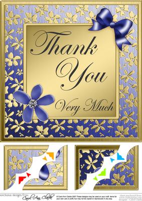 8 x 8 Floral Elegance Thank You Scalloped Corner Topper