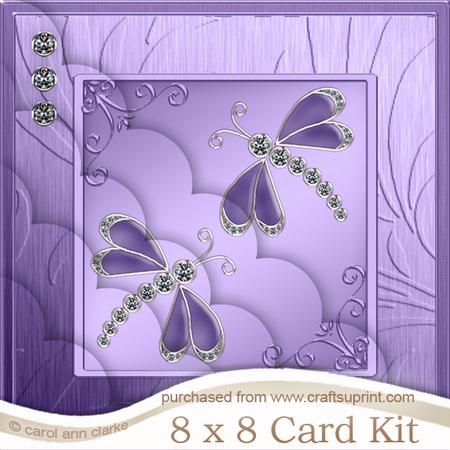 8 x 8 Diamante Dragonflies Kit with Scalloped Corners