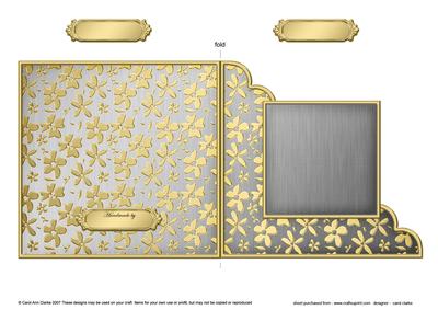 Gold Floral Cut and Fold Corner Card Plain Card Base