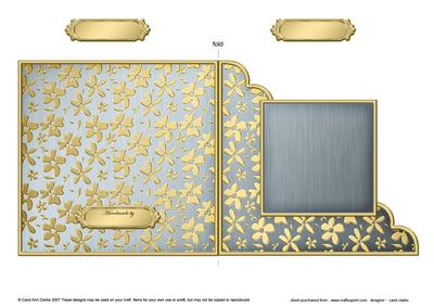 Gold Floral Cut and Fold Corner Card Plain Card Base