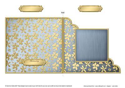 Gold Floral Cut and Fold Corner Card Plain Card Base