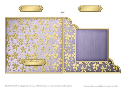 Gold Floral Cut and Fold Corner Card Plain Card Base