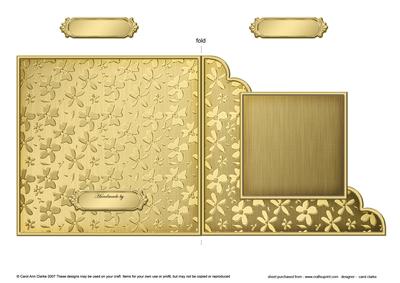 Gold Floral Cut and Fold Corner Card Plain Card Base