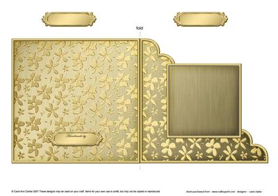 Gold Floral Cut and Fold Corner Card Plain Card Base