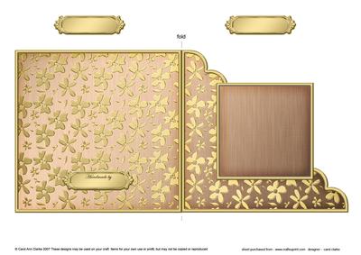 Gold Floral Cut and Fold Corner Card Plain Card Base