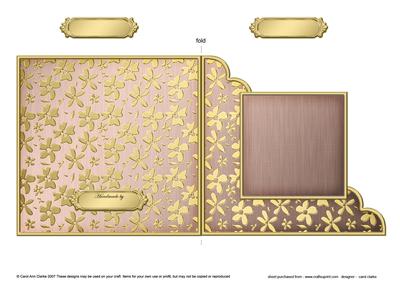 Gold Floral Cut and Fold Corner Card Plain Card Base