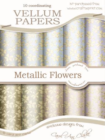 Gold Metallic Flowers Matching Vellum Kit