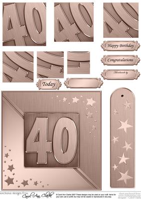 40th Metallic Age Quick Card with Twisted Pyramage