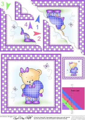 Hunney Bear Rosies Heart - Scalloped Corner Stacker