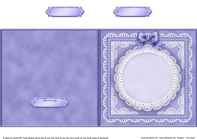Square Pearls, Lace and Ribbon Plain Card Base Portrait Form