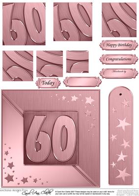 60th Metallic Age Quick Card with Twisted Pyramage