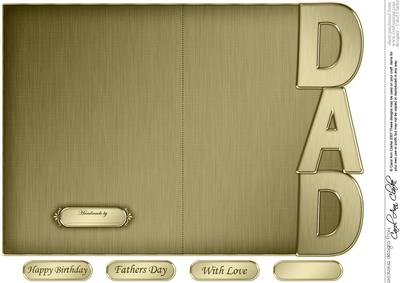5 x 7 Elegant Metallic Dad Shaped Card