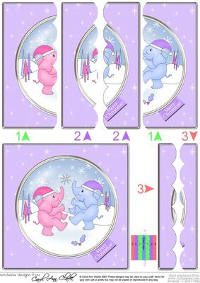 Baby Xmas Elephants Scallop Edge Side Stacker
