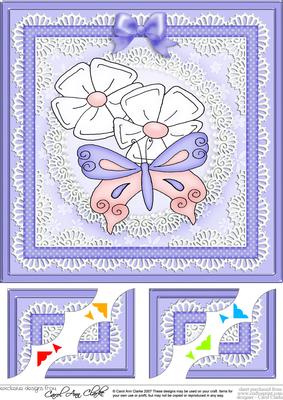 Fluttery Butterfly - 8 x 8 Scalloped Corner Topper 