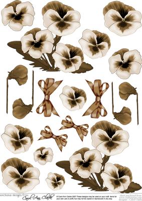 Pansy on Butterfly Lace 3D Decoupage Sheet