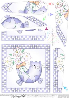 Cute Cat Quick Card with Fan Pyramage Topper