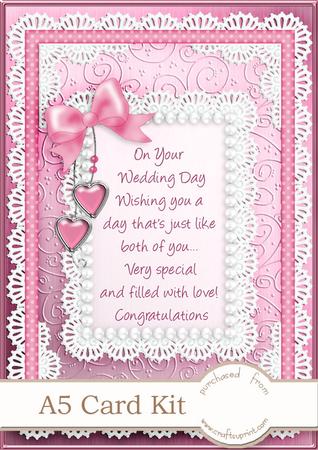 A5 Greeting Lace and Pearls Wedding Day 3D Decoupage Kit