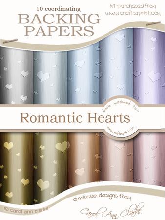 Metallic Romantic Hearts Matching Backing Paper Kit