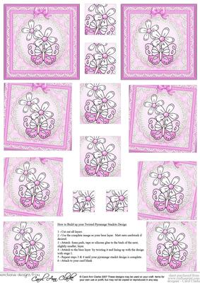 Fluttery Butterfly with Daisies - Twisted Pyramage sheet