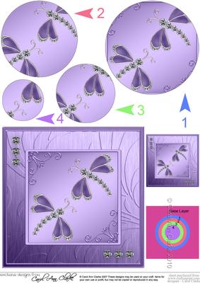Diamante Dragonflies Circle Pyramage Topper