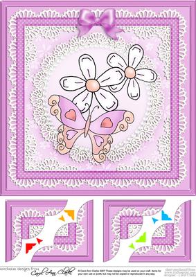 8 x 8 Fluttery Butterfly Scalloped Corner Topper
