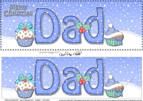 Large DL Merry Christmas DAD 3D decoupage with Cupcakes