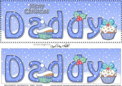 Large DL Merry Christmas DADDY 3D decoupage with Cupcakes