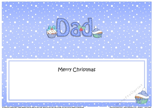 Large DL Merry Christmas DAD insert with Cupcakes