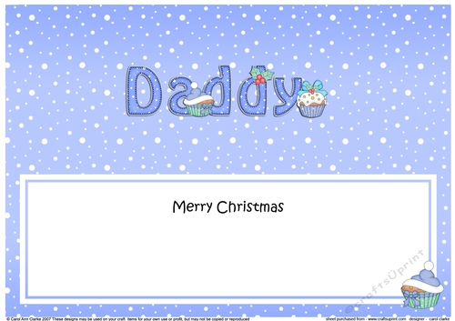 Large DL Merry Christmas DADDY insert with Cupcakes
