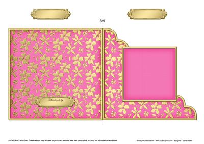 Gold Floral Cut and Fold Corner Card Plain Card Base
