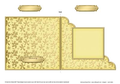 Gold Floral Cut and Fold Corner Card Plain Card Base