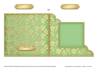 Gold Floral Cut and Fold Corner Card Plain Card Base