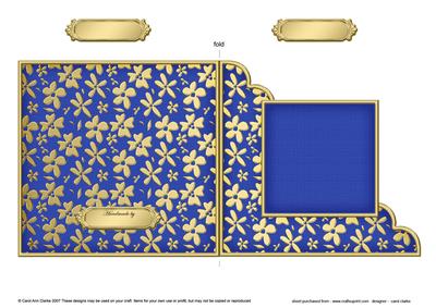 Gold Floral Cut and Fold Corner Card Plain Card Base