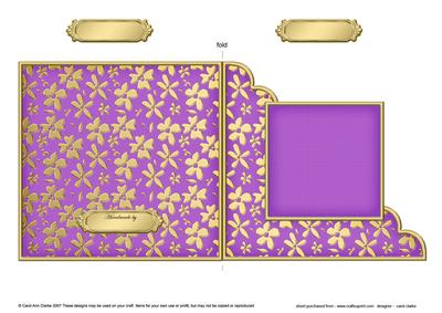 Gold Floral Cut and Fold Corner Card Plain Card Base