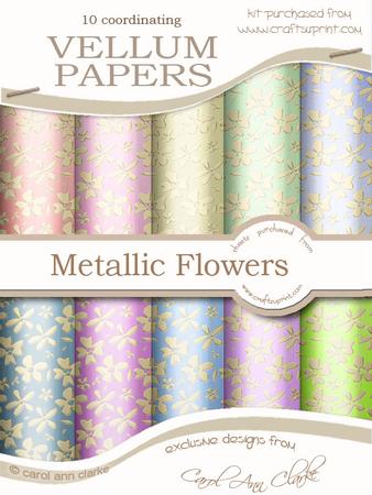 Gold Metallic Flowers Matching Vellum Kit