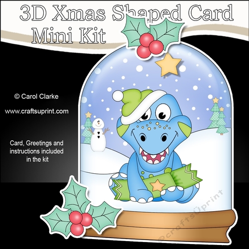 3D Shaped Christmas Snow Globe Card Kit - Snowman Oli has a Christmas Cracker