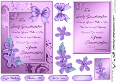 Metallic Granddaughter Birthday with 3D Decoupage