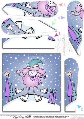 Cute Xmas Poodle Quick Card with Fan Pyramage Topper