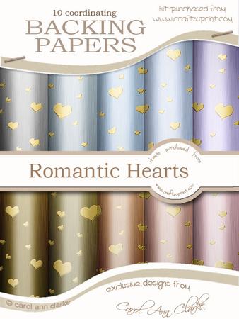 Metallic Romantic Hearts Matching Backing Paper Kit